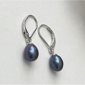 925 AAA Quality Genuine Freshwater Cultured Pearl Drop Dangle Earrings Black